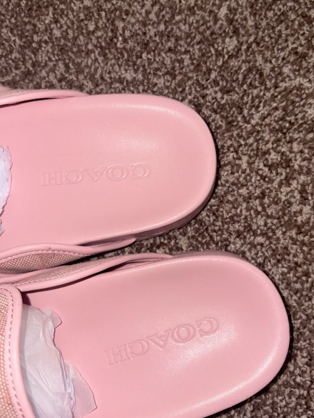 Pink Coach Signature Logo Slip-On Mules with Gold Buckle - Picture 3 of 4